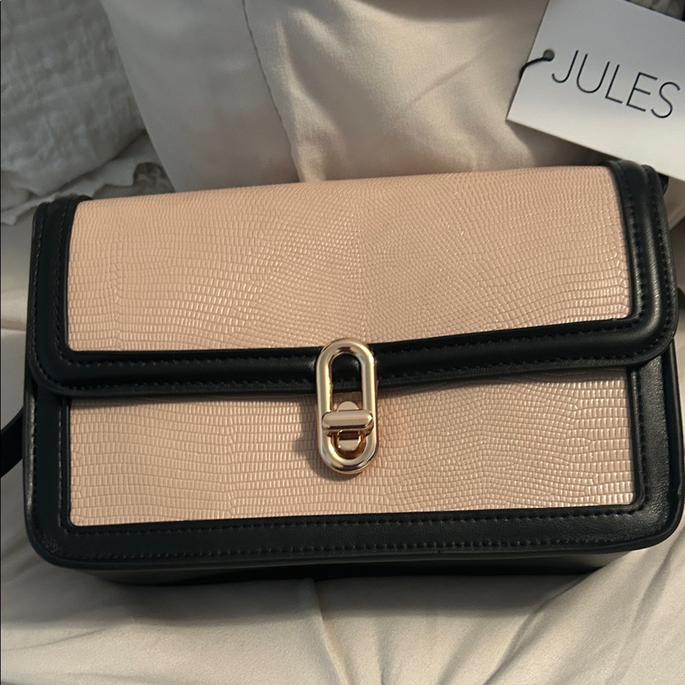 Jules Elegant Black and Tan Crossbody Bag brand new